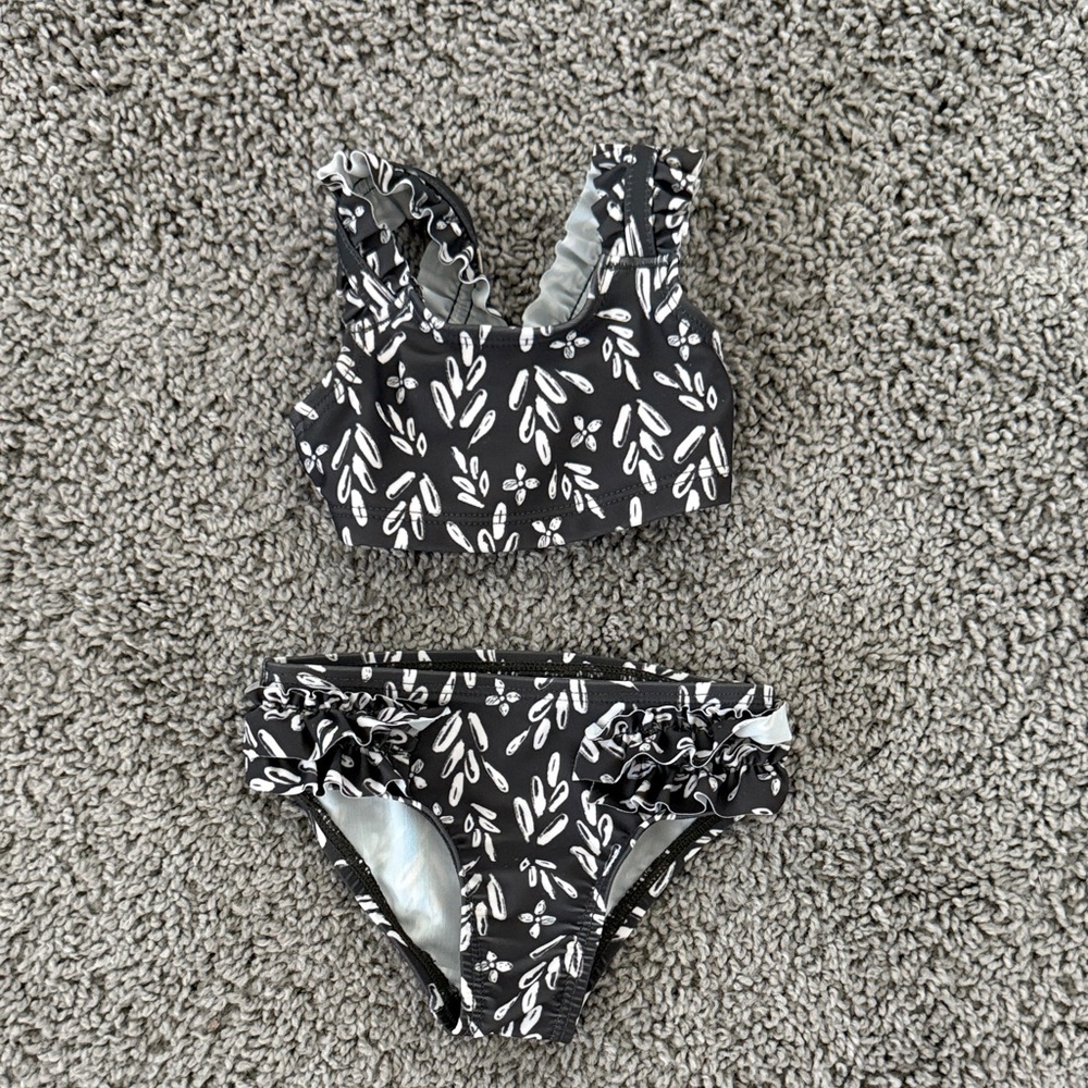 Carter's Black and White Leaf Print Bikini